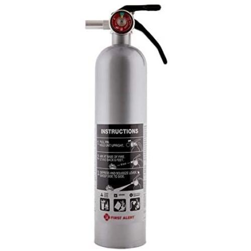 First Alert Fire Extinguisher | Designer Home Fire Extinguisher, Pewter, 2.5 lb, DHOME1 FE1A10GR