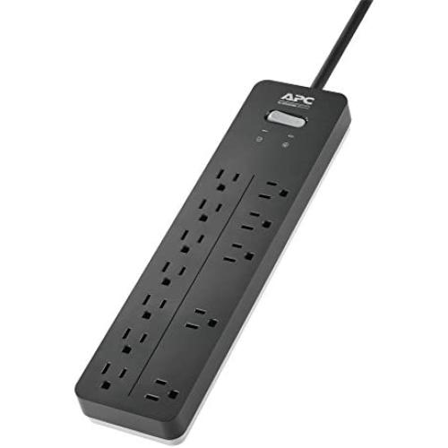 APC Surge Protector Power Strip, PH12, 2160 Joules, Flat Plug, 12 Outlet Power Cord Strip Black