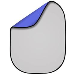 Fovitec Gray and Chroma Key Blue Muslin Pop-Up Collapsible Backdrop 5x6.5 for Portrait and Headshot Photography, and Green Screen Video Conferencing