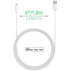 TalkWorks iPhone Charger Lightning Cable 6ft Long Heavy Duty Cord MFI Certified for Apple iPhone 12, 12 Pro/Max, 12 Mini, 11, 11 Pro/Max, XR, XS/Max, X, 8, 7, 6, 5, SE, iPad - White