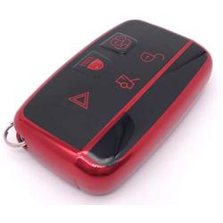 Soft TPU Remote Holder Skin Protector Key Fob Cover Case Fit for Range Rover Discovery Sport Land Rover LR2 LR4 Evoque Jaguar XF XJ XJL XE Key Fob (Red)