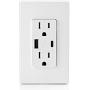 Leviton T5633-W 15-Amp Type-C USB Charger/Tamper Resistant Receptacle, 1-Pack, White