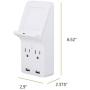 GE Surge Protector Tap with Wireless Charging, 2 Outlets, 2 USB, Qi Pad, 2 Pack, Charging Shelf, 560 Joules, White, 50374