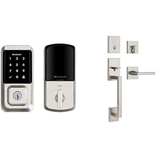 Kwikset 99390-001 Halo Wi-Fi Smart Lock Keyless Entry Electronic Touchscreen Deadbolt Featuring SmartKey Security & San Clemente Single Cylinder Low Profile Handleset Front Door Lock