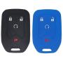 LemSa 2pcs Silicone 4 Buttons Smart Key Fob Cover Remote Keyless Entry Bag Compatible with GMC Terrain 2018 2019 2020, fit with HYQ1AA, 13584512, 13591388, 22984995,Black Blue