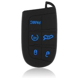 Auovo Smart Key Fob Cover Case Accessories for Chrysler 300 Grand Cherokee Renegade Compass for Dodge Charger Challenger Journey Durango 5 Buttons Keyless Entry Remote(Silicone, 2pcs)