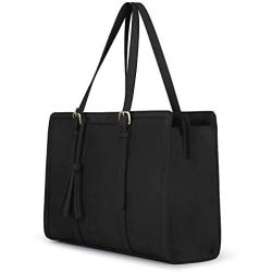 ECOSUSI Laptop Tote Bag for Women Fits Up to 15.6 Inch PU Leather Briefcase Office Handbags Large Capacity with 3 Divided Compartments