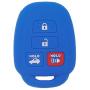 LemSa 2pcs Silicone 4 Button Smart Key Fob Cover Remote Keyless Entry Bag Compatible with Toyota Camry Avalon Corolla RAV4 Highlander Venza HYQ12BDM, Black Blue