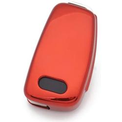 Royalfox(TM) Luxury Chrome Soft TPU Remote Key Fob case Cover for Audi Folding flip Key, Audi A1 A3 A4 A5 A6 Q3 Q5 Q7 TT S3 R8 (red with Black)