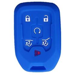 Smart Key Fob Covers Case Protector Keyless Remote Holder for 2015 2016 Chevrolet Suburban Tahoe GMC Yukon 6 Buttons Blue