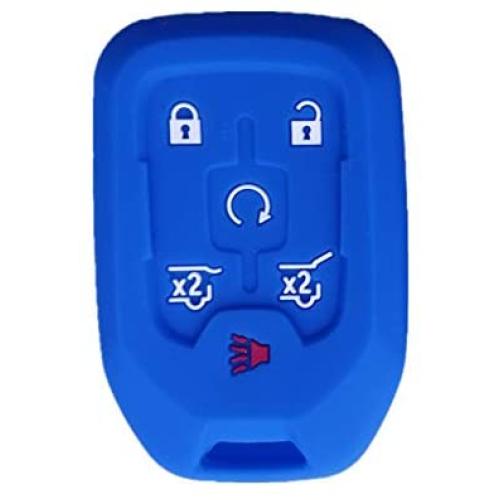 Smart Key Fob Covers Case Protector Keyless Remote Holder for 2015 2016 Chevrolet Suburban Tahoe GMC Yukon 6 Buttons Blue Smart Key Fob Covers Case Protector Keyless Remote Holder for 2015 2016 Chevrolet Suburban Tahoe GMC Yukon 6 Buttons Blue