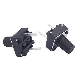 Taiss 100 Pcs 6x6x7mm 2 Pin Panel PCB Momentary Tactile Tact Push Button Switch Through Hole Installation Black Breadboard Miniature Switch