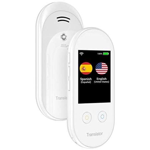 ANFIER Language Translator Device with Offline Translation, AI Voice Instant Language Translator (W08) with 2.4 inch Touchscreen Image Translation-108 Languages and Two Way Translator |Wi-Fi|-White