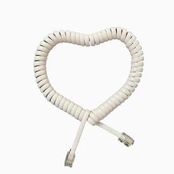 Telephone Handset Cord,SINCODA 5 Pack 6Ft Uncoiled/26CM Coiled Telephone Handset Cord for Telephone/Handset Black Curly Cord(White)