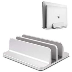 Vertical Laptop Stand Holder Adjustable Desktop Aluminum MacBook Standing Dock, Fits All MacBook, Dell, Surface, Chromebook and Gaming Laptops (Up to 17.3 inch) (Silver)