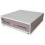 HK SYSTEMS 13'' Heavy Duty Compact White Manual Push Open Cash Drawer with 4 Bill /5 Coin Till Stainless Steel Front 