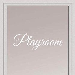 Rockmount Electronics - PLAYROOM - UV Resistant, Waterproof, Durable - Peel & Stick Wall Door Decor Decal Sticker Quote Vinyl Mural Art Script Vinyl Lettering - 9.5'' x 3.25'', White