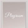 Rockmount Electronics - PLAYROOM - UV Resistant, Waterproof, Durable - Peel & Stick Wall Door Decor Decal Sticker Quote Vinyl Mural Art Script Vinyl Lettering - 9.5'' x 3.25'', White