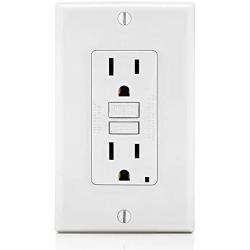 Leviton GFNT1-W Self-Test SmartlockPro Slim GFCI Non-Tamper-Resistant Receptacle with LED Indicator, Wallplate Included, 15-Amp, White