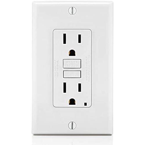 Leviton GFNT1-W Self-Test SmartlockPro Slim GFCI Non-Tamper-Resistant Receptacle with LED Indicator, Wallplate Included, 15-Amp, White