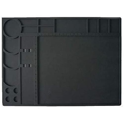 Soldering Mat Pad large Silicone Heat Resistant 932°F Welding Blanket Project Workbench Board Welding Blanket Electronics Mat for Heat Gun Soldering Iron Station Electronic Repair Kit (13''X 9'') Black