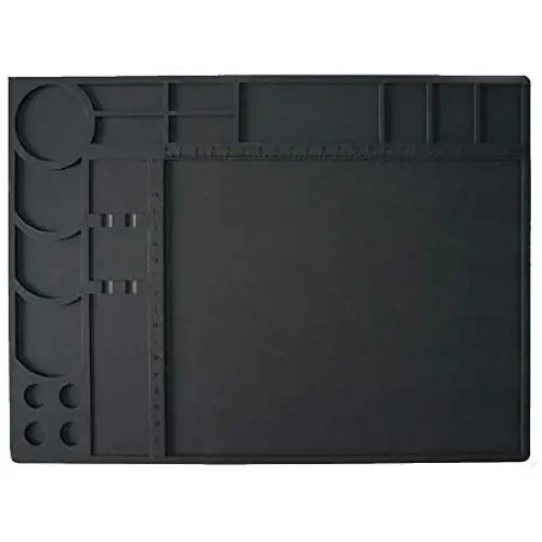 Soldering Mat Pad large Silicone Heat Resistant 932°F Welding Blanket Project Workbench Board Welding Blanket Electronics Mat for Heat Gun Soldering Iron Station Electronic Repair Kit (13''X 9'') Black