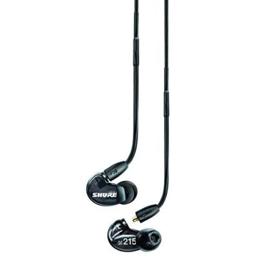 Shure SE215-K Professional Sound Isolating Earphones with Single Dynamic MicroDriver, Secure In-Ear Fit - Black