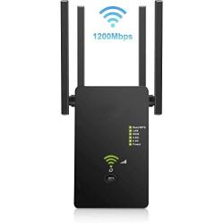 Super Boost WiFi Extender Signal Booster, WiFi Booster,360° Full Coverage Up to 2500 sq.ft,1200 MBPS WiFi Repeater 2.4 & 5GHz Dual Band WiFi Extender- Covers 15 Devices with 4 Antennas