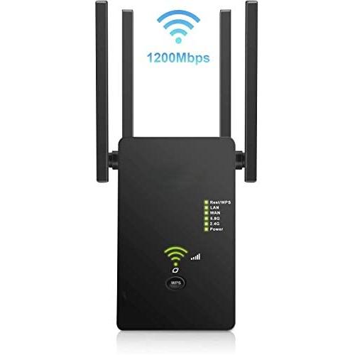 Super Boost WiFi Extender Signal Booster, WiFi Booster,360° Full Coverage Up to 2500 sq.ft,1200 MBPS WiFi Repeater 2.4 & 5GHz Dual Band WiFi Extender- Covers 15 Devices with 4 Antennas