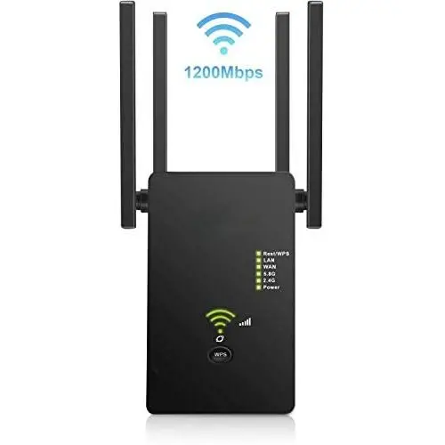 Super Boost WiFi Extender Signal Booster, WiFi Booster,360° Full Coverage Up to 2500 sq.ft,1200 MBPS WiFi Repeater 2.4 & 5GHz Dual Band WiFi Extender- Covers 15 Devices with 4 Antennas