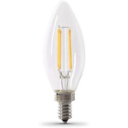 Feit Electric CTC40/927CA/FIL/6 3.3W 40W Equivalent Clear Dimmable 300 Lumen Torpedo Tip 6-Pack LED Chandelier Light Bulb, 3.9''H x 1.3''D, 2700K (Soft White), 6 Piece