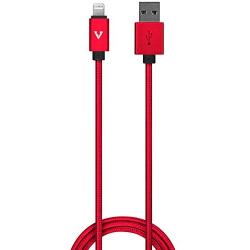 vCharged Red 2 FT MFi Certified iPhone Charger Nylon Braided USB Compatible w/AirPods, iPhone & iPad