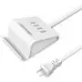 Multi Port USB Charger Desktop 4 USB Charging Station Phone Mount Charger Fast for iPhone, iPad, Samsung, Tablet, Bluetooth Speakers, Powerbank, HTC, LG, Sony, Google Nexus and More (White)