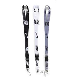 Sport Lanyard Neck Lanyard Strap for Key Chains/ID Holder/Phones/Bags/Accessories with Quick Release Buckle—5 Packs (Black & White & Grey)
