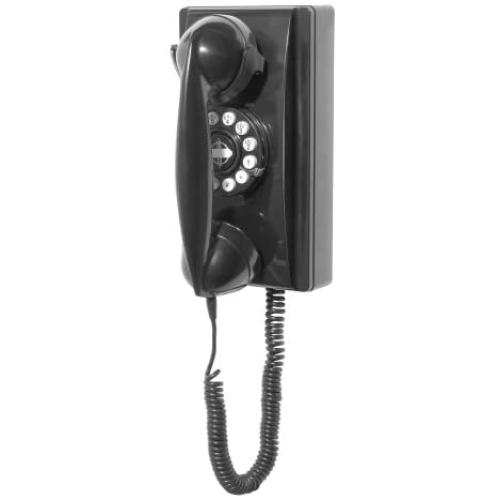 Crosley CR55-BK Wall Phone with Push Button Technology, Black