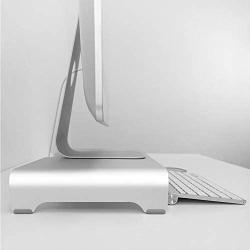 Silver Aluminum Monitor Stand Suitable for Laptop, Computer Monitor, Mouse Keyboard Storage Large
