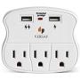 VERSAF Wall Outlet Adapter Surge Protector -2 USB Wall Charger Ports, 3 Plug Outlet Expanders,Slide Out Device Cradle,Protection Indicator Light,Compatible with Rechargeable Electronics,ETL Certified