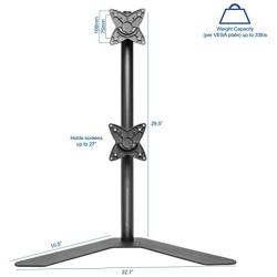 VIVO Dual Freestanding LCD Monitor Desk Stand, Holds 2 Vertically Stacked Screens up to 27 inches (STAND-V002H)