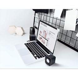 Manhattan USB Powered Stereo Speaker System - Small Size - with Volume Control & 3.5 mm Audio Plug to Connect to Laptop, Notebook, Desktop, Computer - Black, 161435