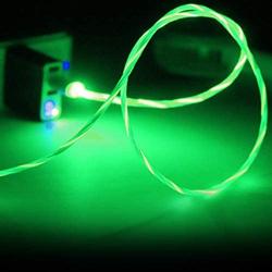 3 in 1 Magnetic Charging Cable LED Flowing Shining Green Cord Light Up Candy Moving Party Streamer Absorption USB Compatible with Mirco USB Android, Type C Smartphone and iProduct Devices