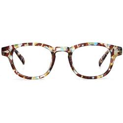 JiSoo Blue Light Glasses, Fashion Blue Light Blocking Glasses Trendy Computer Game Glasses Filter Blue Ray Stylish Eyeglasses Frame with Spring Hinge, Multicolor