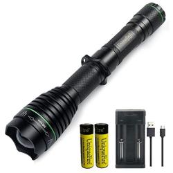 UniqueFire 1508 IR 810nm Flashlight Hunting 3 Watt SFH 4703AS Zoomable LED Torch Infrared Light with 18650 Rechargeable Batteries & USB Charger IR Illuminator Night Vision Device Fill Light Torch Set