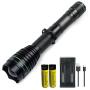 UniqueFire 1508 IR 810nm Flashlight Hunting 3 Watt SFH 4703AS Zoomable LED Torch Infrared Light with 18650 Rechargeable Batteries & USB Charger IR Illuminator Night Vision Device Fill Light Torch Set