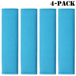 MIRKOO Car Seat Belt Cover Pad, 4-Pack Soft Car Safety Seat Belt Strap Shoulder Pad for Adults and Children, Suitable for Car Seat Belt, Backpack, Shoulder Bag, Laptop Computer Bag (Blue-4P)