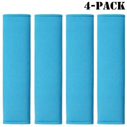 MIRKOO Car Seat Belt Cover Pad, 4-Pack Soft Car Safety Seat Belt Strap Shoulder Pad for Adults and Children, Suitable for Car Seat Belt, Backpack, Shoulder Bag, Laptop Computer Bag (Blue-4P)