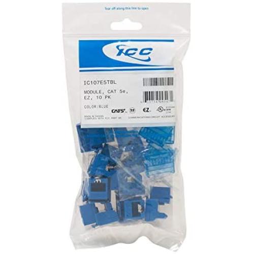 ICC CAT5e RJ45 Keystone Jack for EZ Style, Blue, 10-Pack