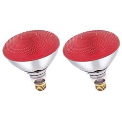 Dysmio Lighting 100 Watt 120 Volt Flood BR38 E26 Incandescent Light Bulb Red 2 Pack