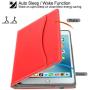 New iPad Mini Case 5th Generation with Pencil Holder - Mini iPad 4 Leather Stand Folio - Wallet Pocket - Handle Strap - Soft TPU Back Cover Auto Sleep/Wake for 7.9 Inch iPad Mini 4/5 (Red)