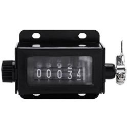 Plastic 5 Digit Tally Counter, Walfront Hand Mechanical Clicker Lap Tracker Manual Clicker with Metal Finger Ring Hoop Holder