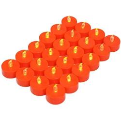 Battery Operated LED Tea Lights Candles: 24PACK Flameless Electric Candles Lamp Realistic and Bright Flickering Holiday Gift Long Lasting for Halloween Birthday Wedding Party Home Decoration Orange